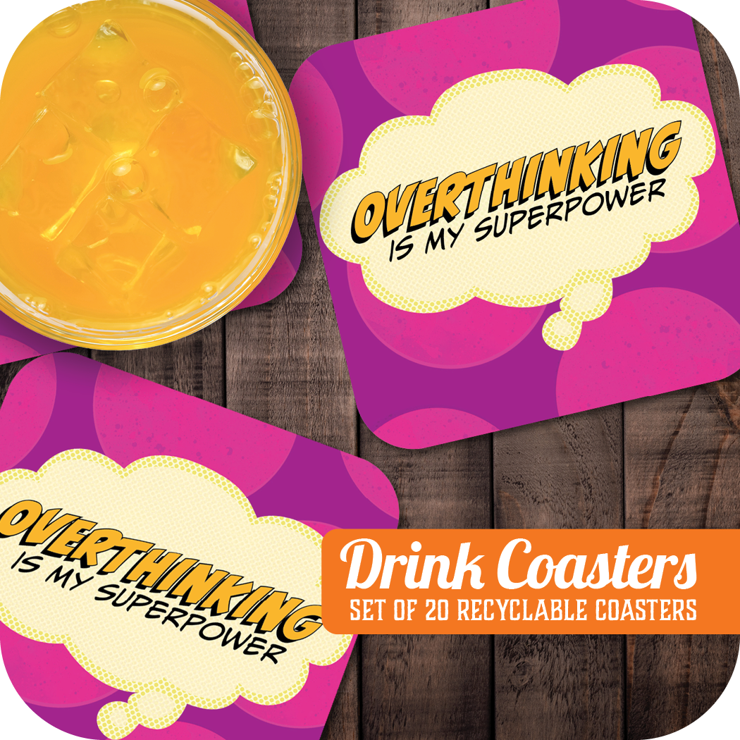 Coaster: Pop Life, Overthinking is my Superpower - Pack of 6