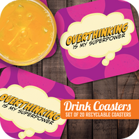 Coaster: Pop Life, Overthinking is my Superpower - Pack of 6