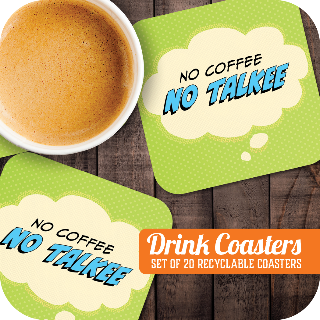 Coaster: Pop Life, No Coffee No Talkee - Pack of 6