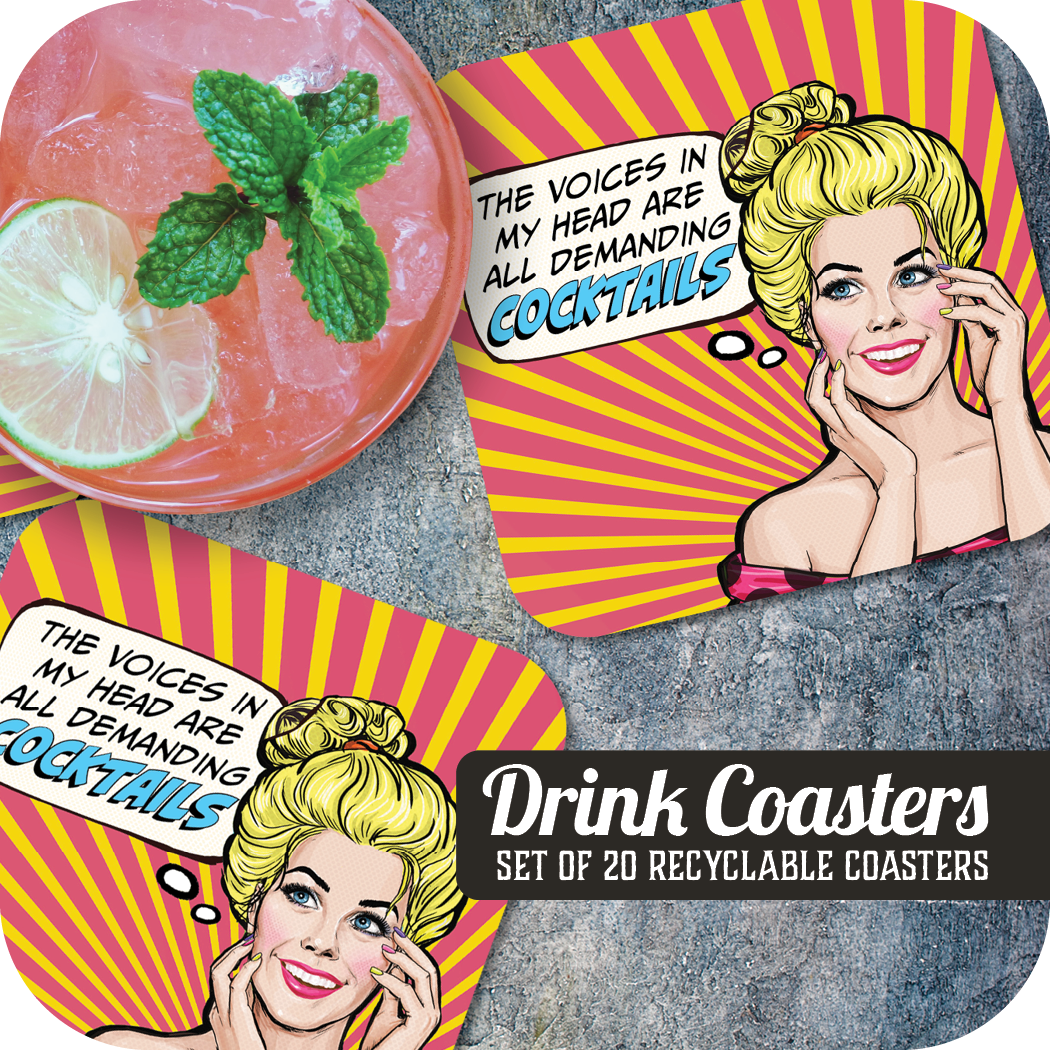 Coaster: Pop Life, The Voices in My Head Are All Demanding Cocktails - Pack of 6
