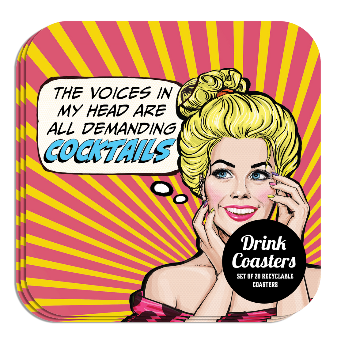 Coaster: Pop Life, The Voices in My Head Are All Demanding Cocktails - Pack of 6