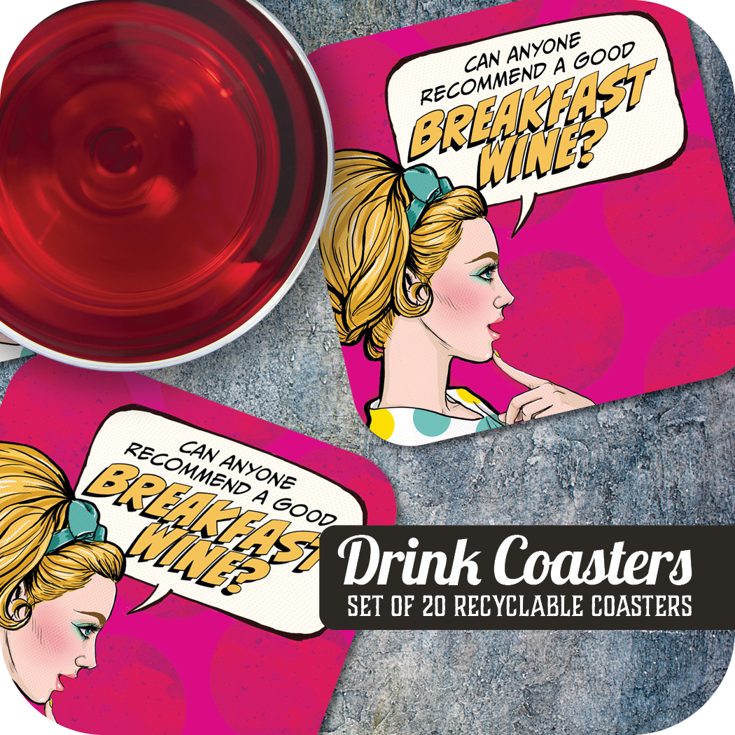 Coaster: Pop Life, Can Anyone Recommend a Good Breakfast Wine? - Pack of 6