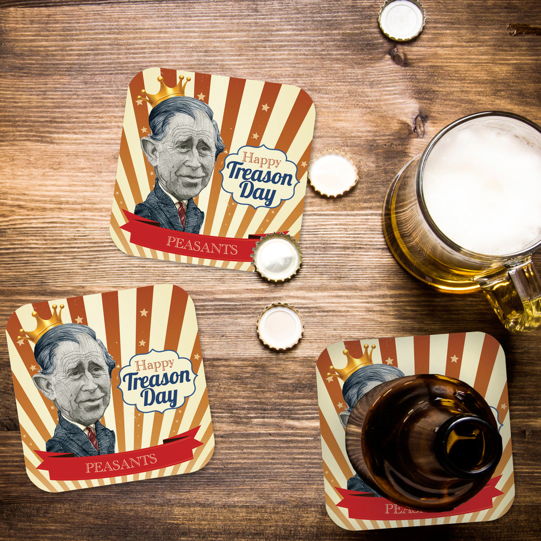 Coaster: Holiday, Happy Treason Day Peasants - Pack of 6