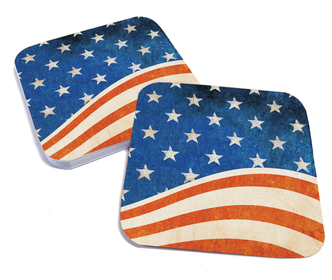 Coaster: Holiday, Rustic Flag - Pack of 6