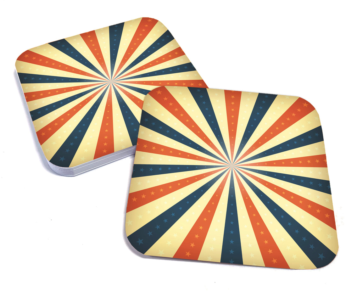 Coaster: Holiday, Red White and Blue Starburst Pattern - Pack of 6