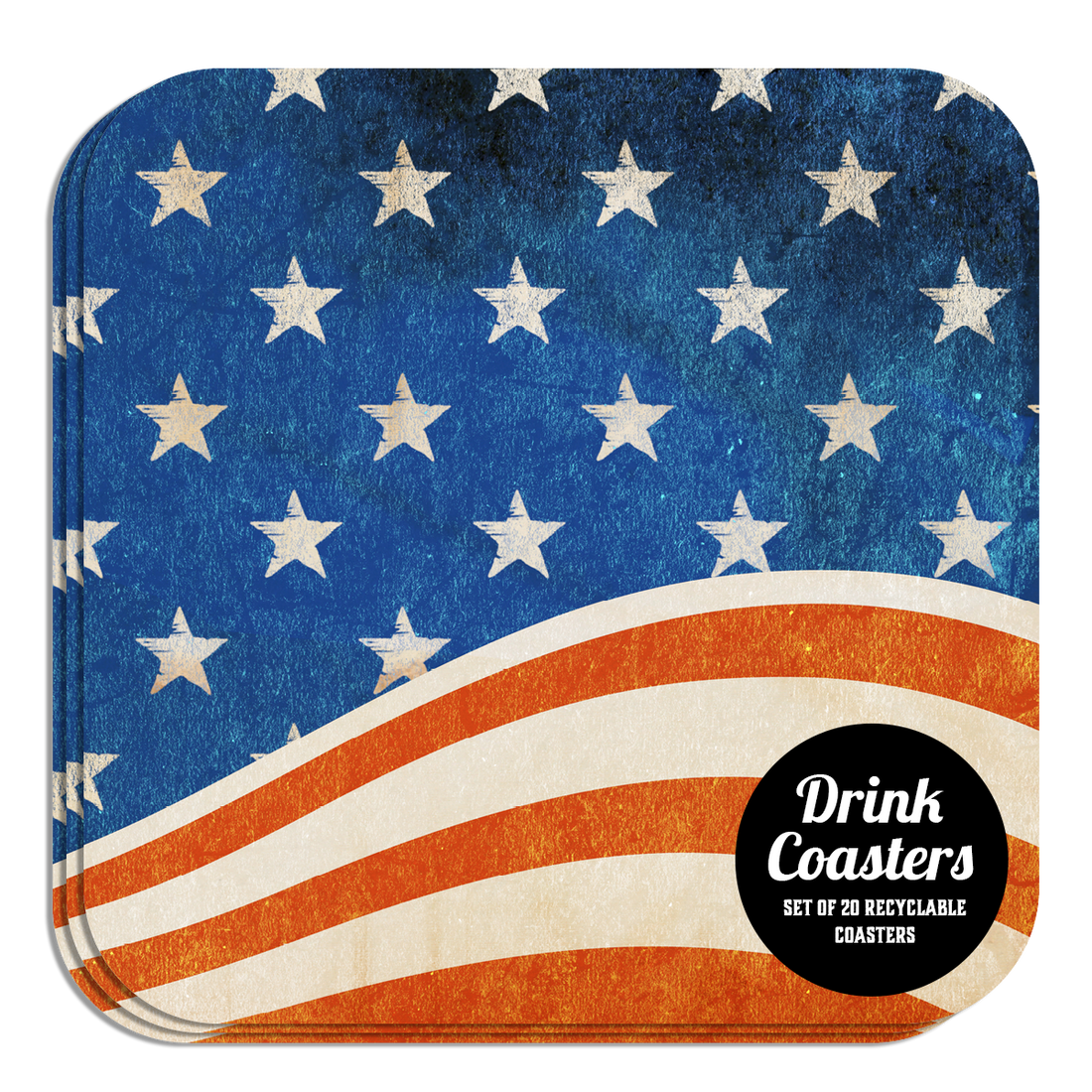 Coaster: Holiday, Rustic Flag - Pack of 6