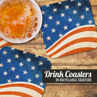 Coaster: Holiday, Rustic Flag - Pack of 6