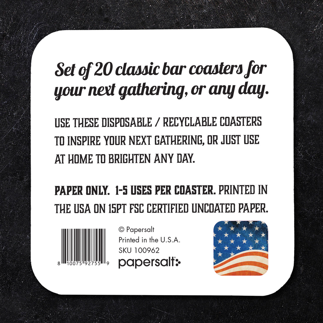 Coaster: Holiday, Rustic Flag - Pack of 6