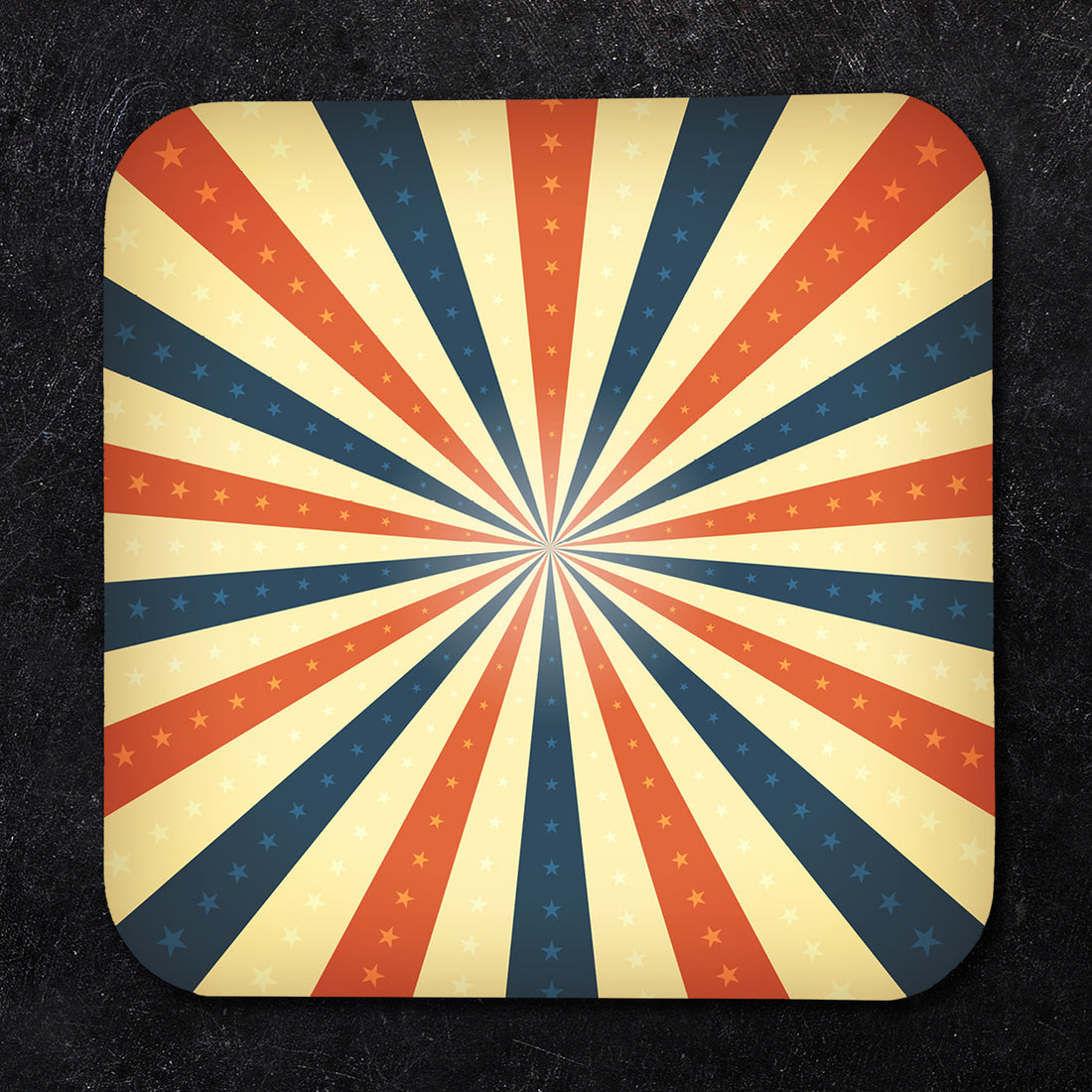 Coaster: Holiday, Red White and Blue Starburst Pattern - Pack of 6
