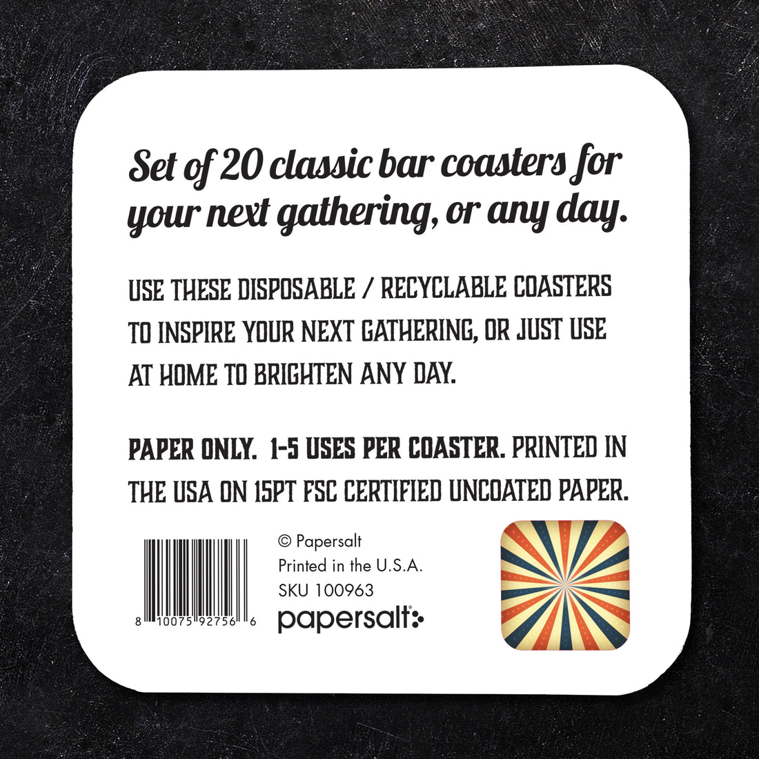 Coaster: Holiday, Red White and Blue Starburst Pattern - Pack of 6