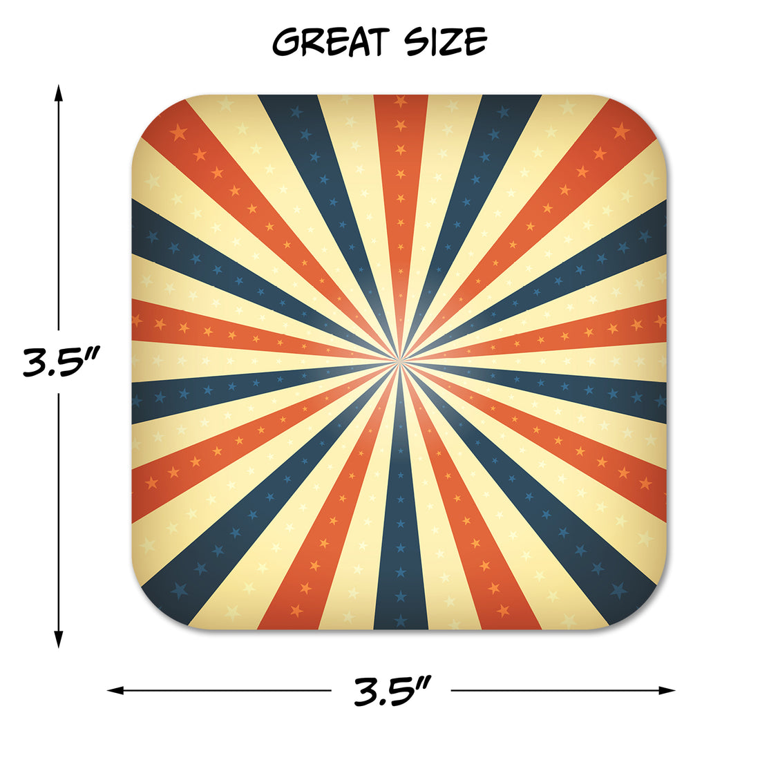 Coaster: Holiday, Red White and Blue Starburst Pattern - Pack of 6