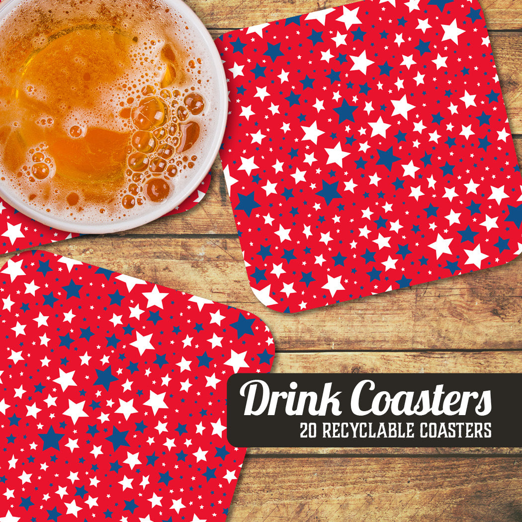 Coaster: Holiday, Red White and Blue Stars - Pack of 6