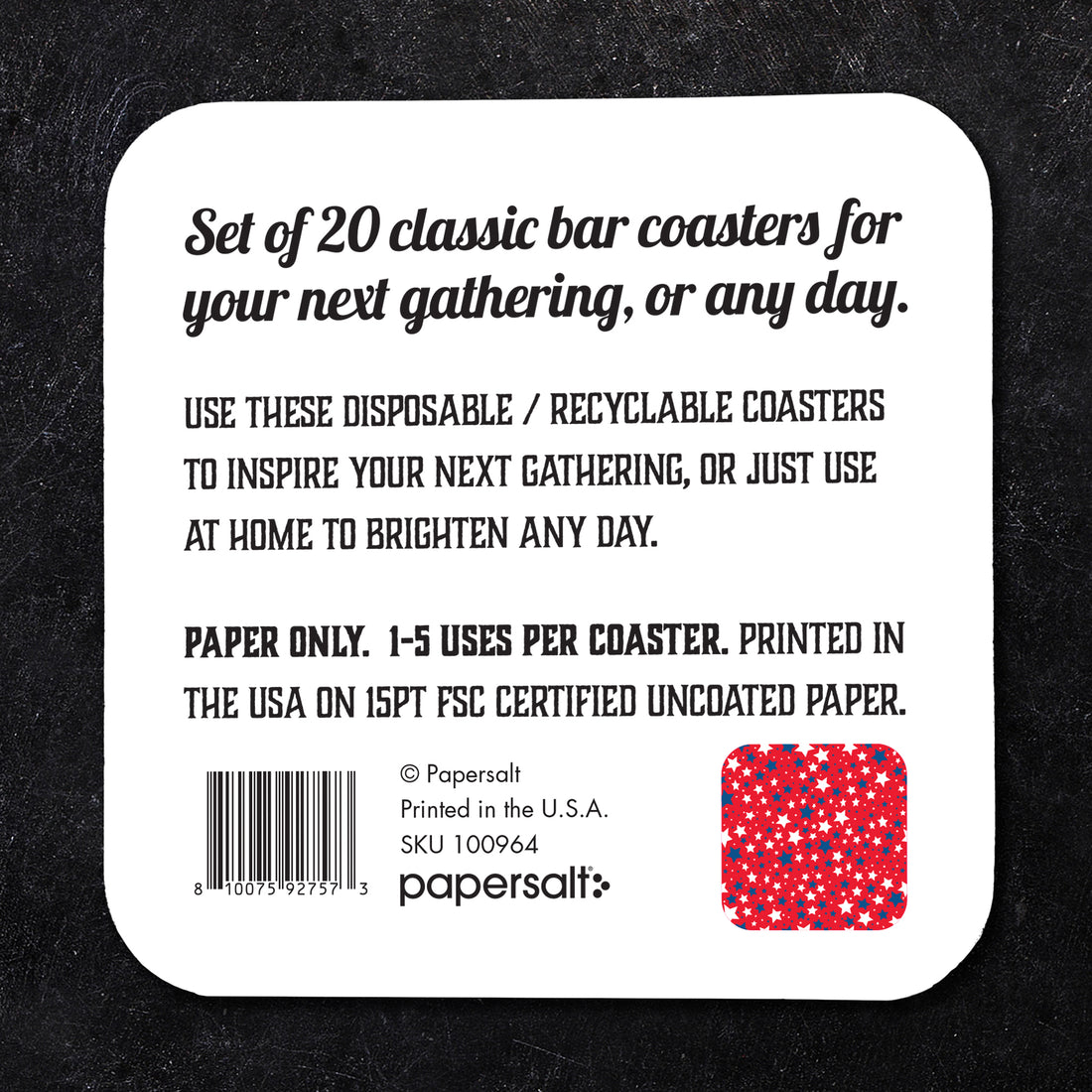 Coaster: Holiday, Red White and Blue Stars - Pack of 6