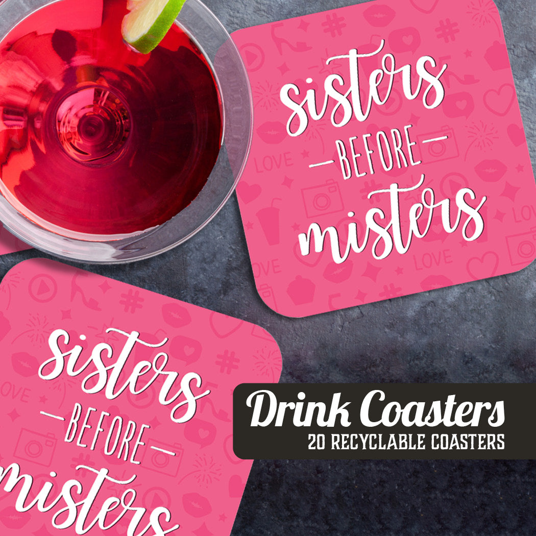 Coaster: Holiday, Galentines Sisters Before Misters - Pack of 6