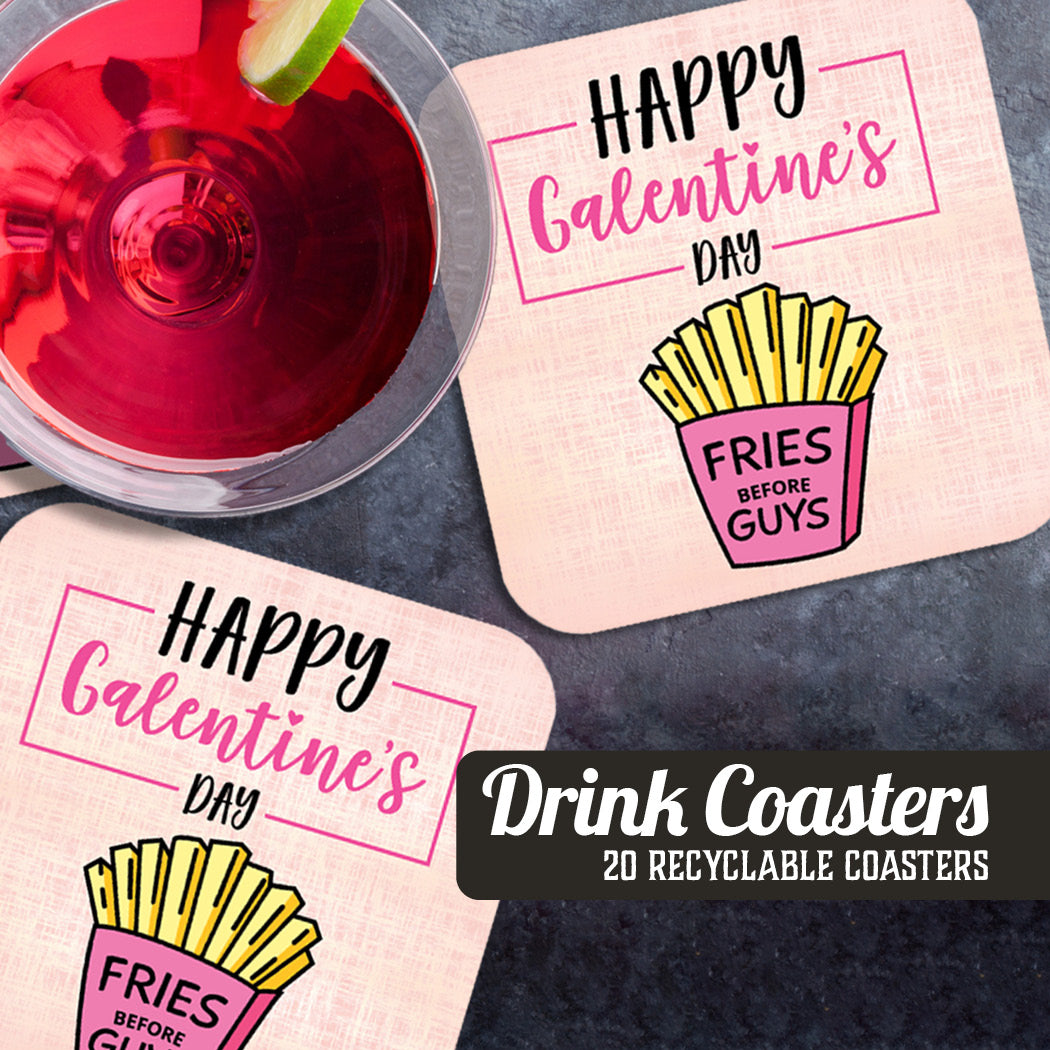 Coaster: Holiday, Galentines Fries Before Guys - Pack of 6