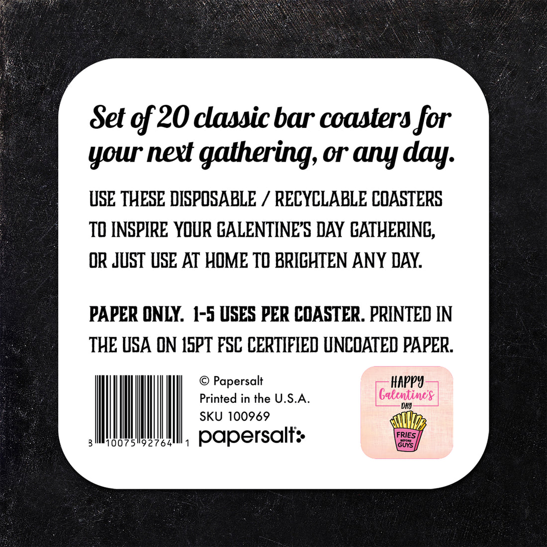 Coaster: Holiday, Galentines Fries Before Guys - Pack of 6