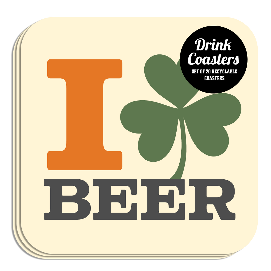 Coaster: Holiday, St. Patricks I Love Beer - Pack of 6