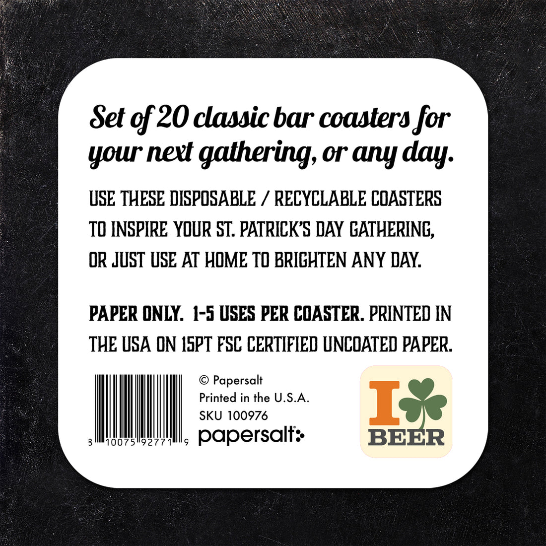 Coaster: Holiday, St. Patricks I Love Beer - Pack of 6