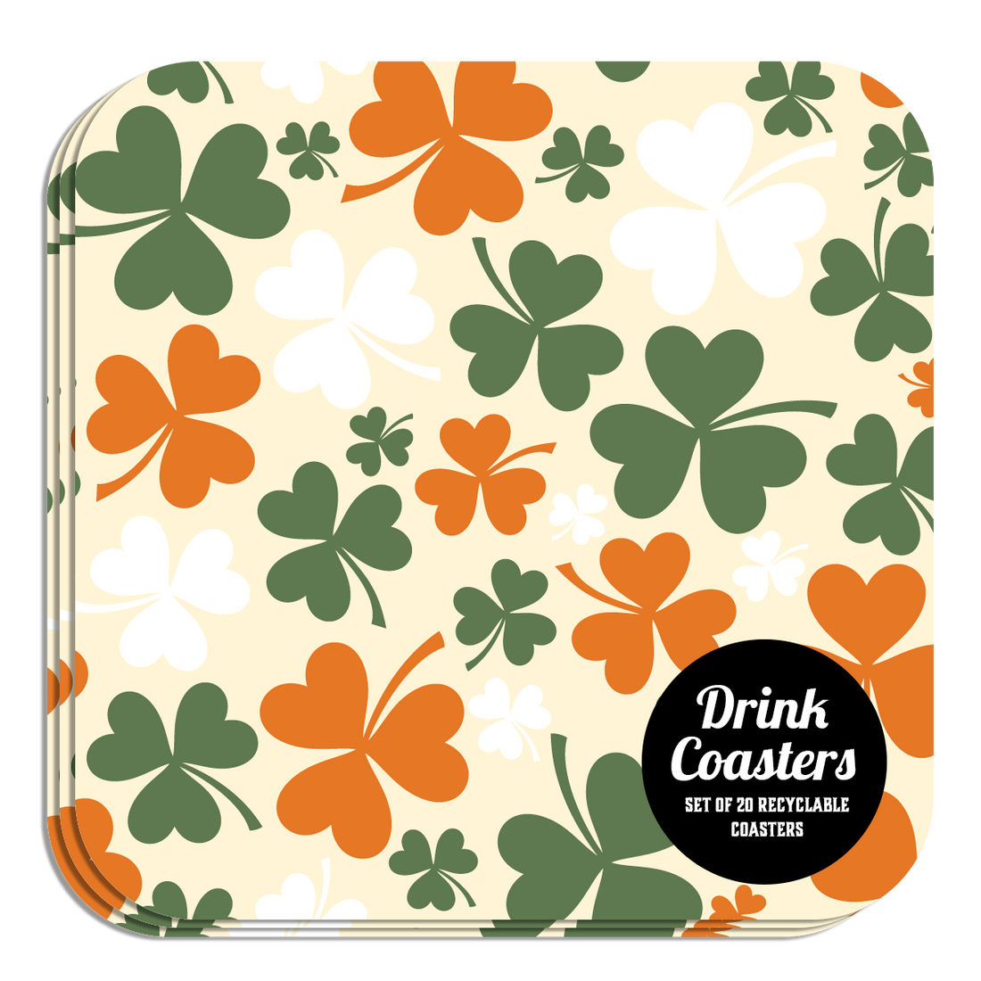 Coaster: Holiday, St. Patricks Clover Pattern - Pack of 6