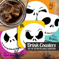 Coaster: Holiday, Halloween Ghost Faces Set - Pack of 6