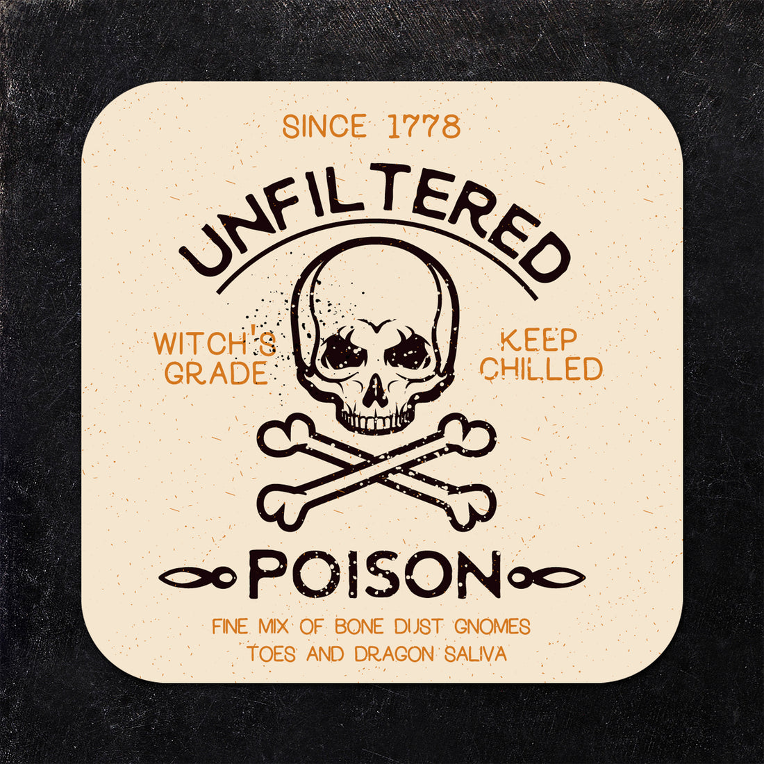 Coaster: Holiday, Halloween Witch Poison Bat Crow Set - Pack of 6