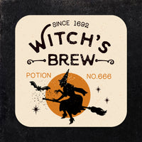 Coaster: Holiday, Halloween Witch Poison Bat Crow Set - Pack of 6