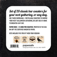 Coaster: Holiday, Halloween Witch Poison Bat Crow Set - Pack of 6