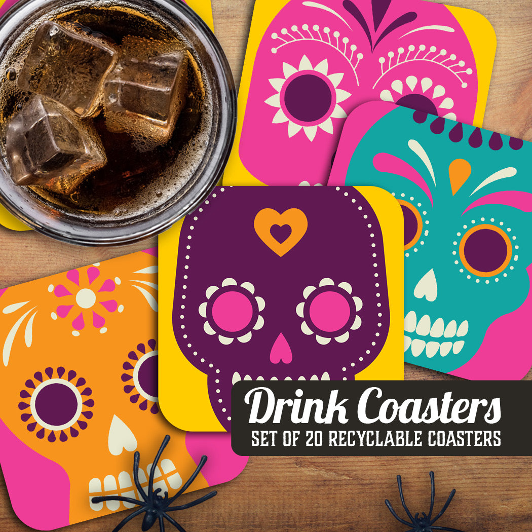 Coaster: Holiday, Day of the Dead Skulls - Pack of 6