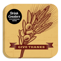 Coaster: Holiday, Thanksgiving Give Thanks - Pack of 6