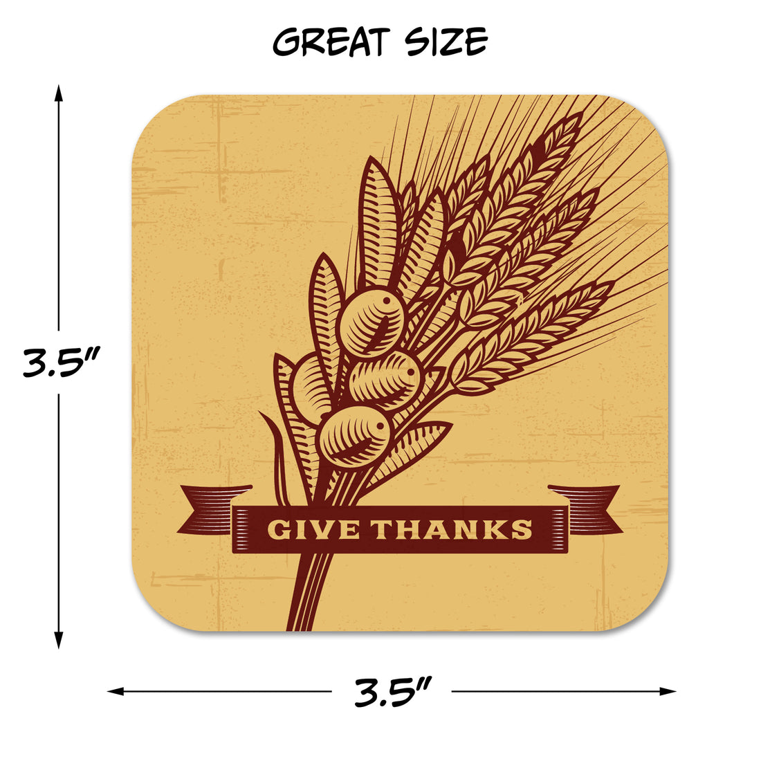 Coaster: Holiday, Thanksgiving Give Thanks - Pack of 6