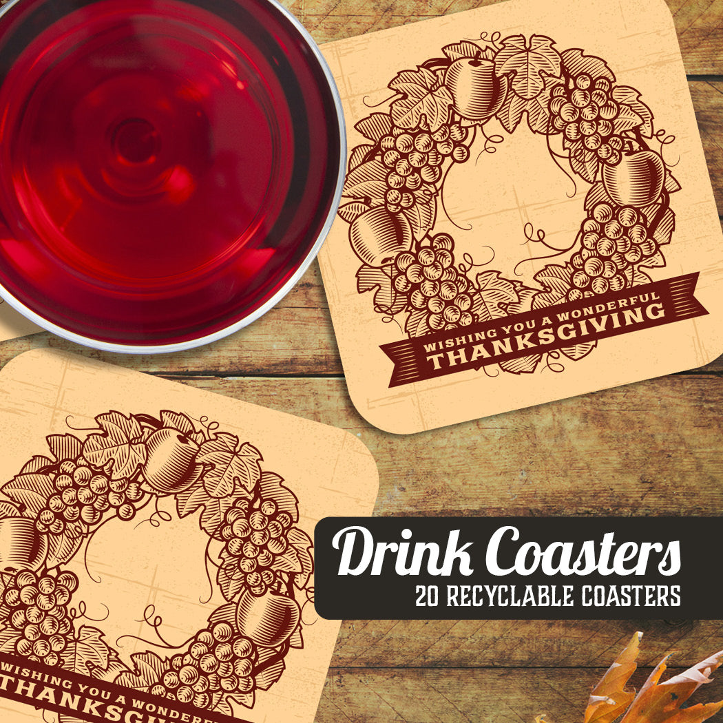 Coaster: Holiday, Thanksgiving Wishing You a Wonderful Thanksgiving - Pack of 6