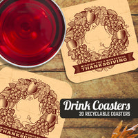 Coaster: Holiday, Thanksgiving Wishing You a Wonderful Thanksgiving - Pack of 6