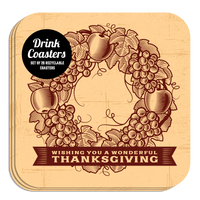 Coaster: Holiday, Thanksgiving Wishing You a Wonderful Thanksgiving - Pack of 6