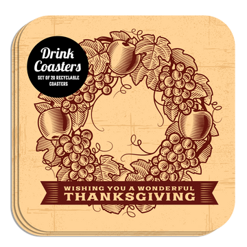 Coaster: Holiday, Thanksgiving Wishing You a Wonderful Thanksgiving - Pack of 6
