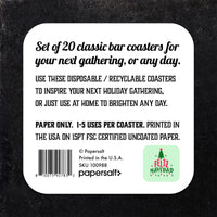 Coaster: Holiday, Christmas Feliz Navidad with Tree and Ornaments - Pack of 6