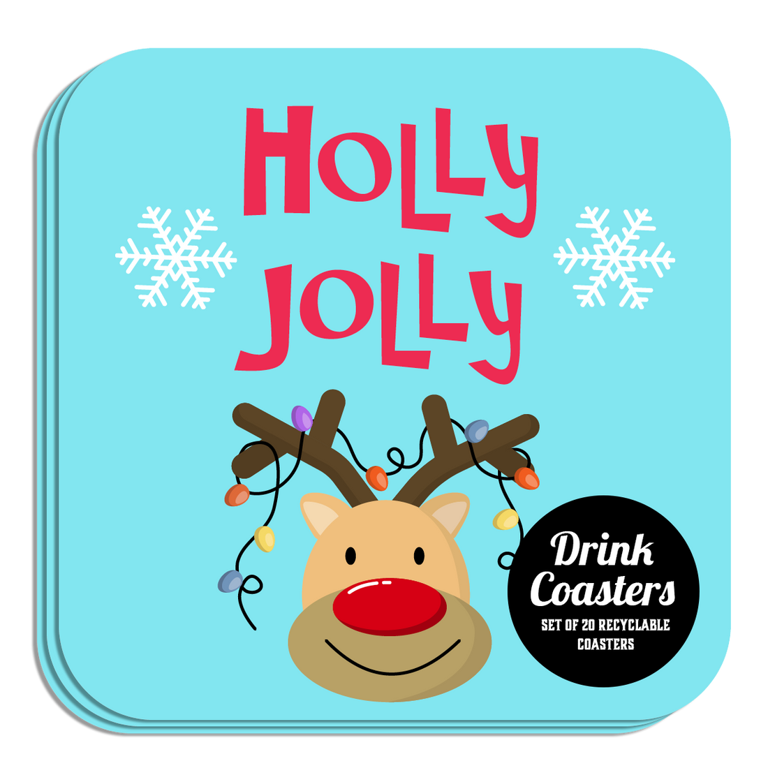 Coaster: Holiday, Christmas Holly Jolly - Pack of 6