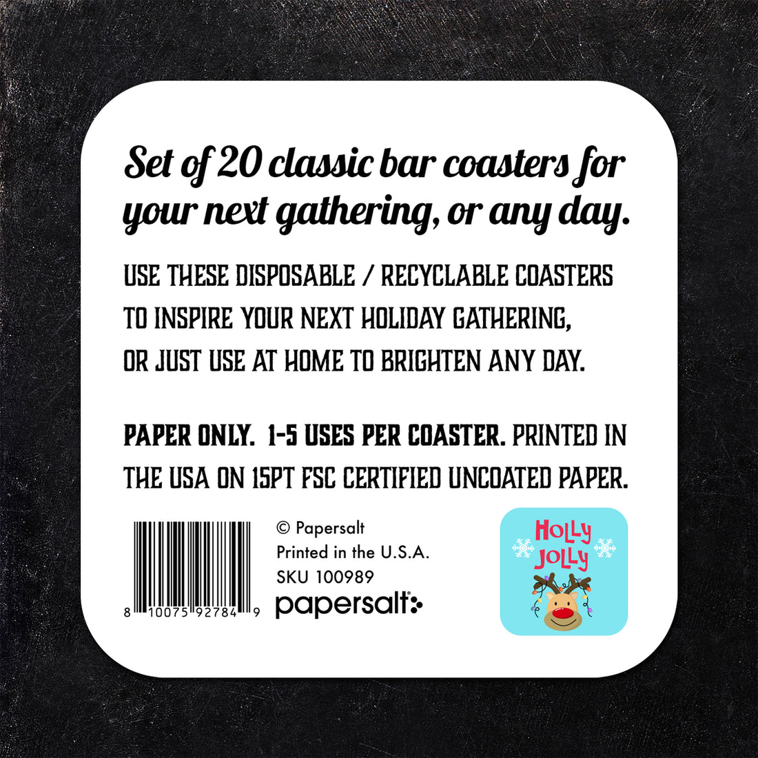 Coaster: Holiday, Christmas Holly Jolly - Pack of 6