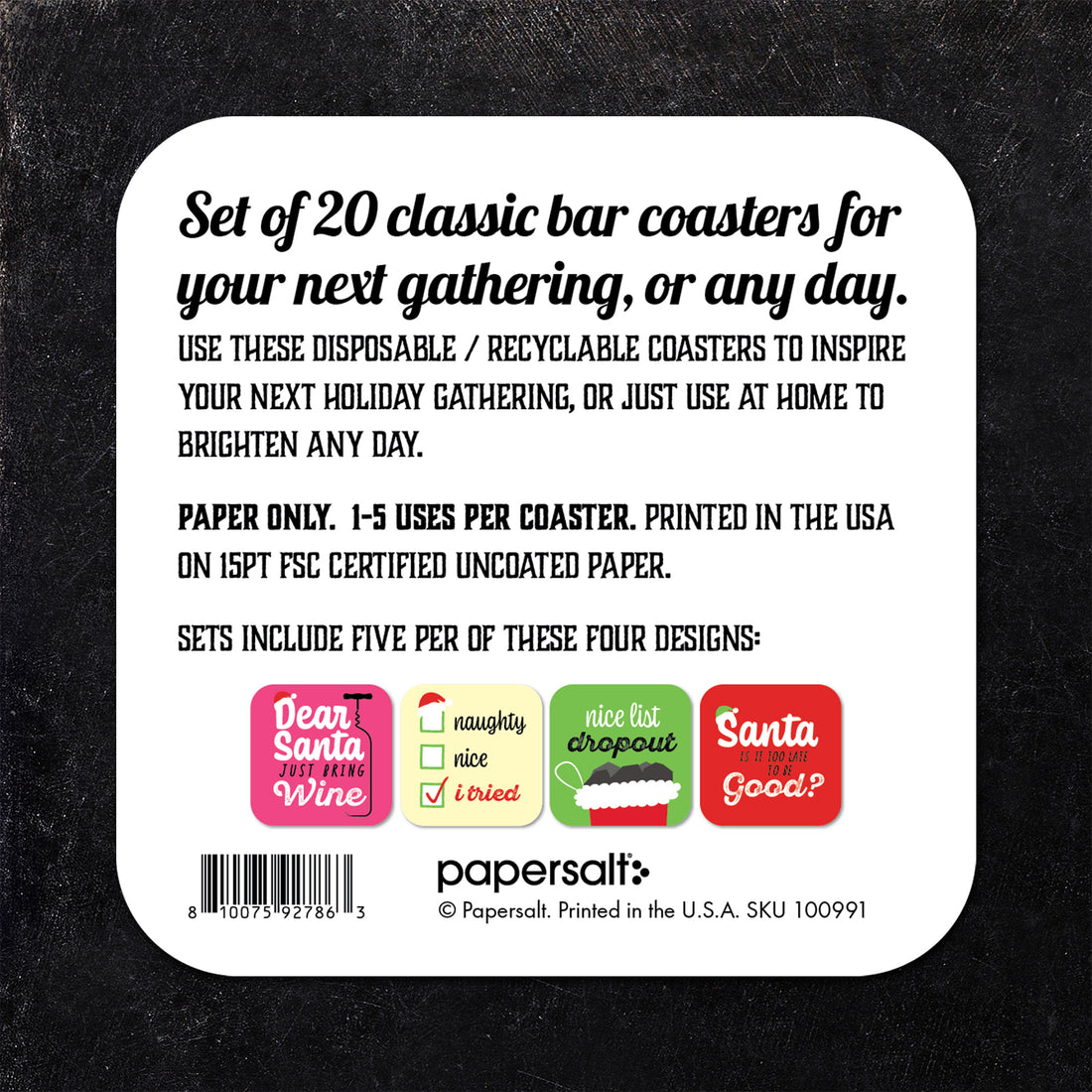 Coaster: Holiday, Christmas Satirical Set - Pack of 6