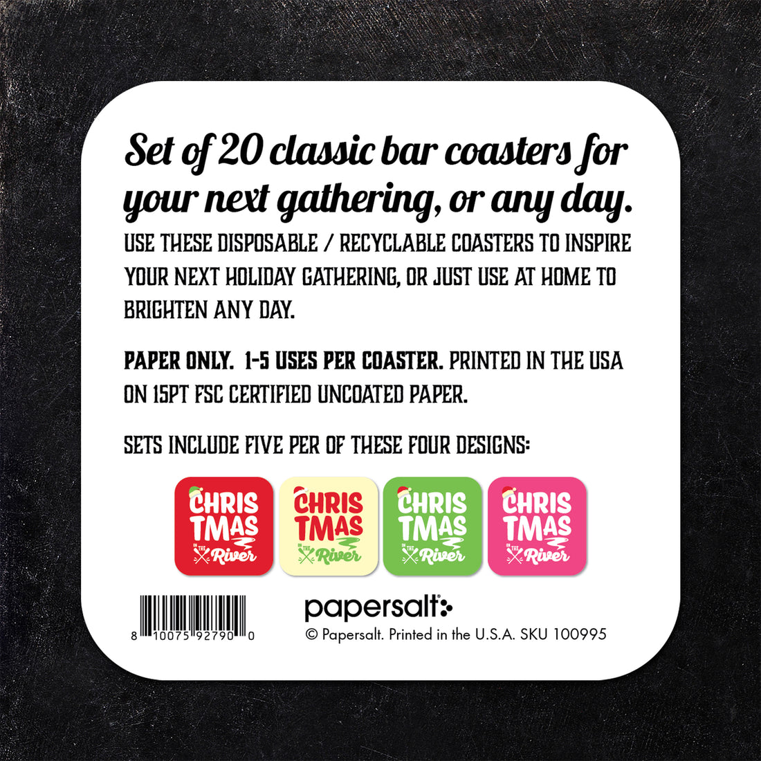 Coaster: Holiday, Christmas on the River Set - Pack of 6