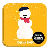 Coaster: Holiday, Christmas Joyeux Noel Snowman - Pack of 6