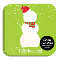 Coaster: Holiday, Christmas Feliz Navidad Snowman - Pack of 6