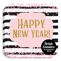 Coaster: Holiday, New Years Eve Happy New Year! - Pack of 6