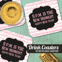 Coaster: Holiday, New Years Eve 9 P.M. is the New Midnight - Pack of 6