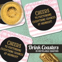 Coaster: Holiday, New Years Eve Cheers to Pretending - Pack of 6
