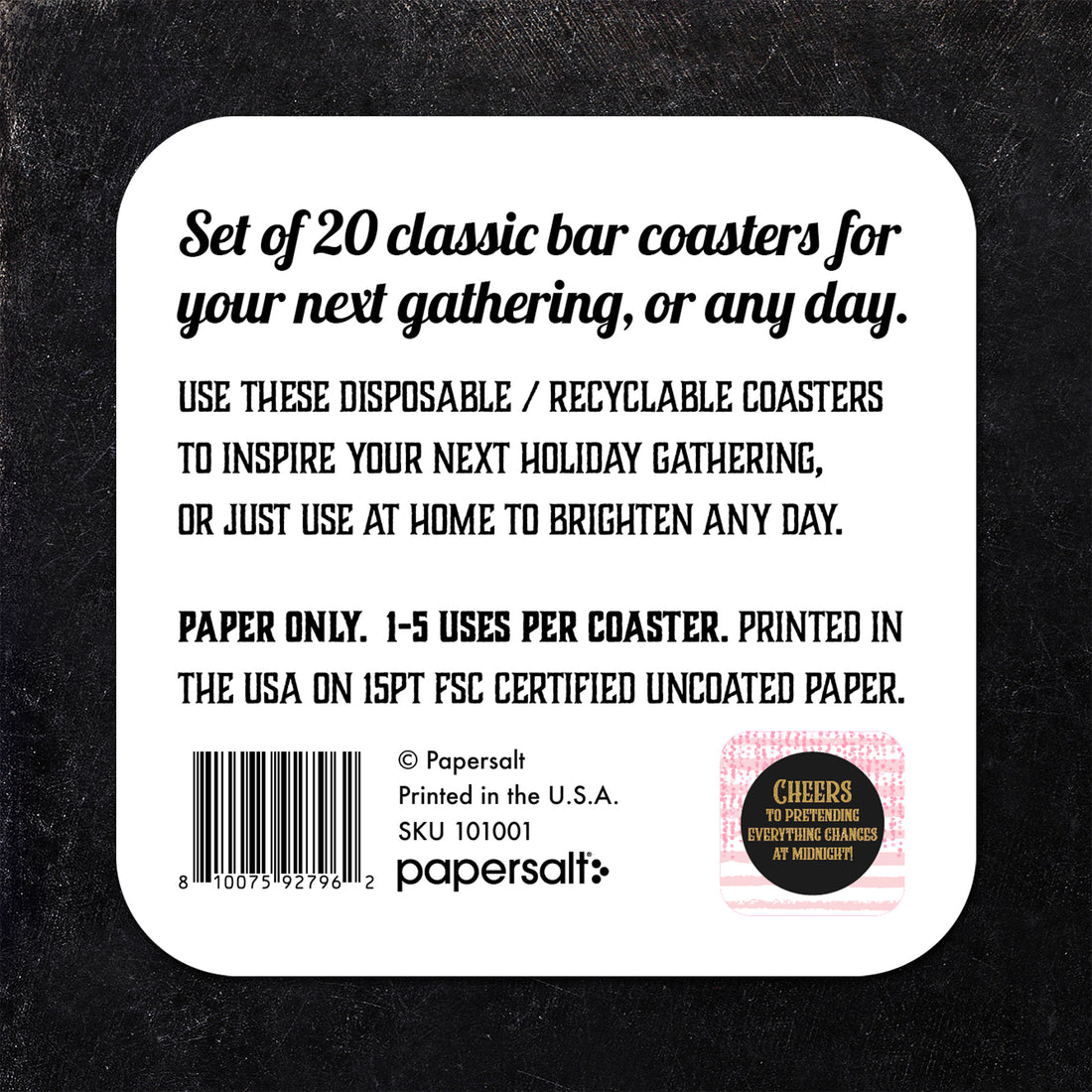 Coaster: Holiday, New Years Eve Cheers to Pretending - Pack of 6