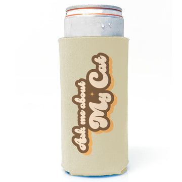 Slim Tall Koozie: Salty, Ask Me About My Cat - Pack of 6