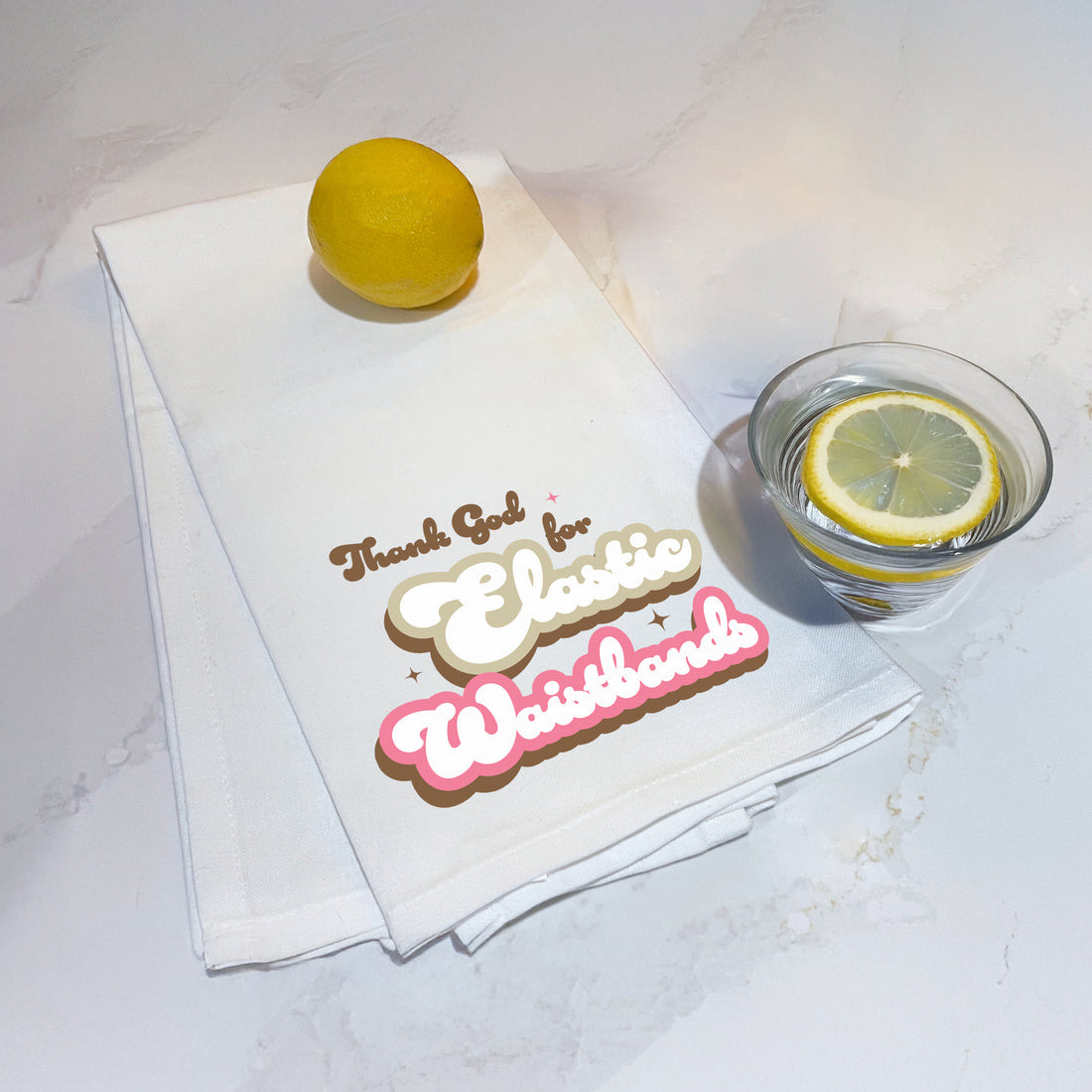 Tea Towel: Salty, Thank God for Elastic Waistbands - Pack of 6