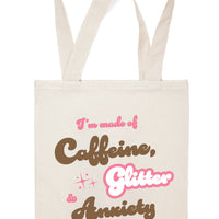 Tote Bag: Salty, I'm Made of Caffeine Glitter & Anxiety - Pack of 6