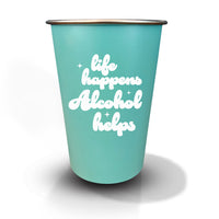 Pint Glass: Salty, Life Happens. Alcohol Helps. - Pack of 6