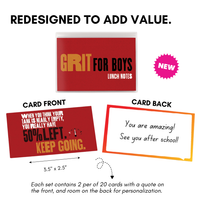 Lunch Notes: Grit for Boys - Pack of 10 Sets